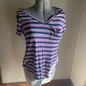 Maurices Medium pink and black striped shirt with pocket